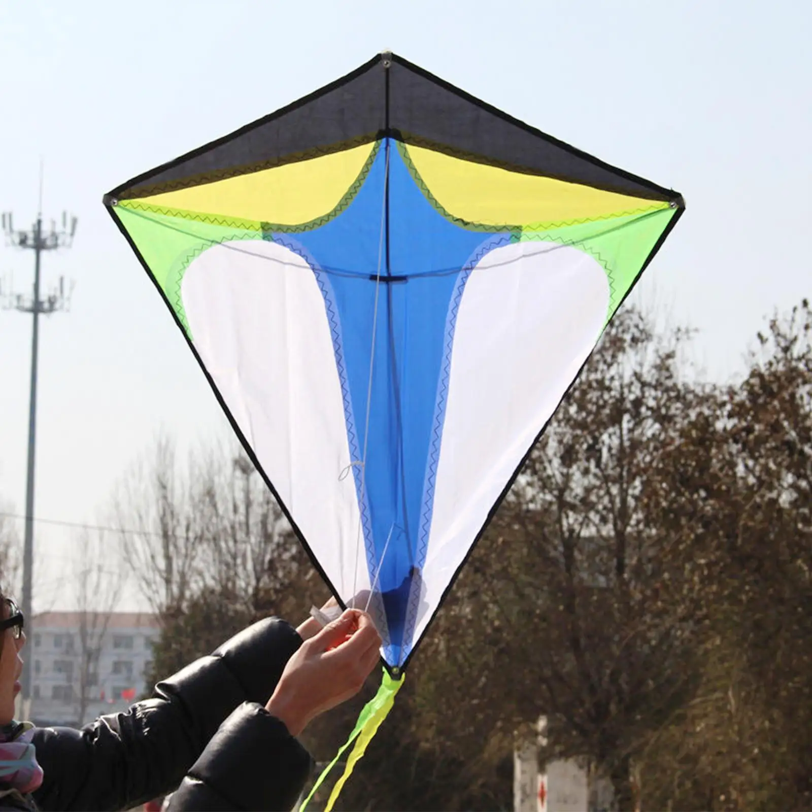 Rainbow Rhombus Kite Fly Kites with Tail Easy to Fly Durable Toys for Family Outdoor Activities Childhood Memories Garden Sports