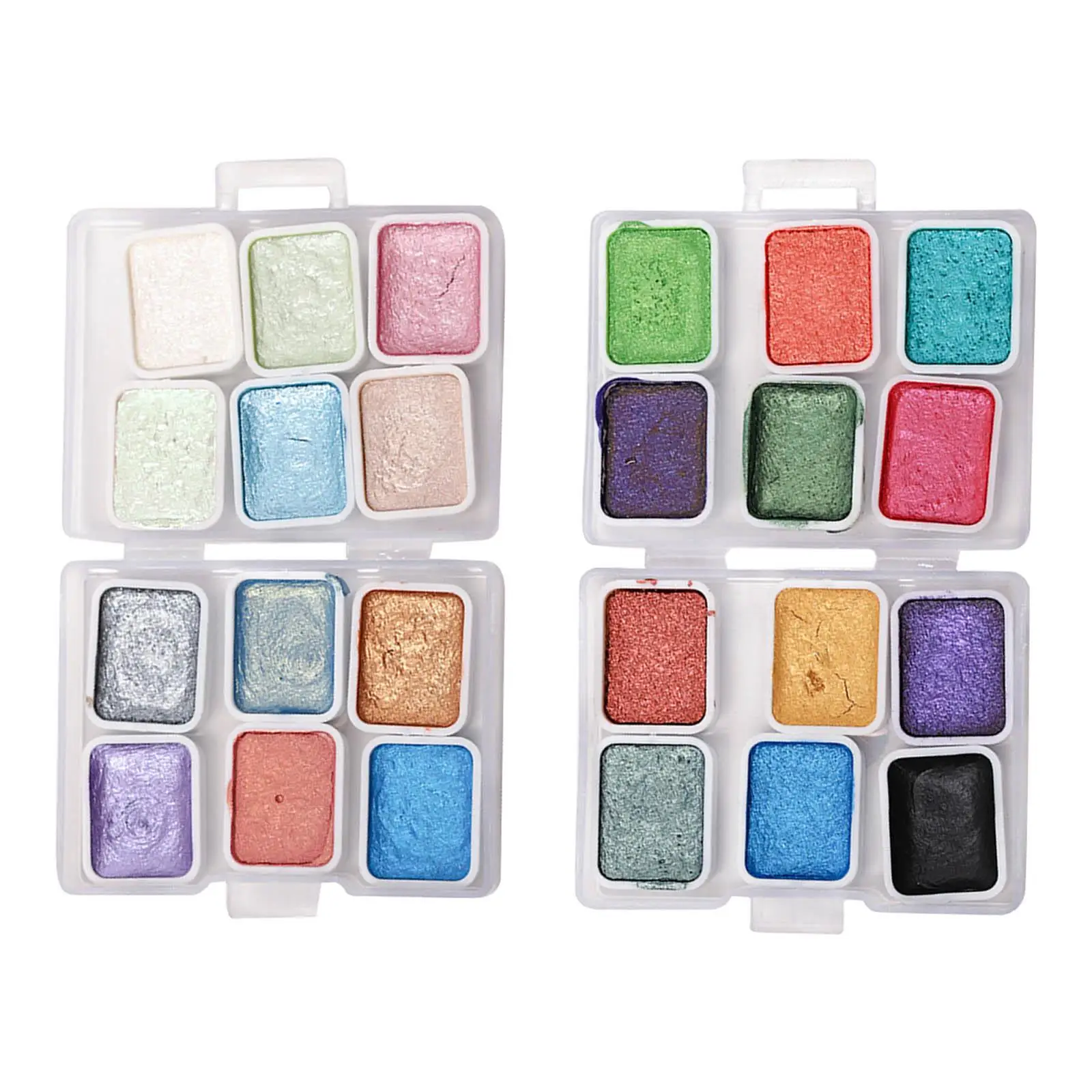 Watercolor Paints Set Shimmer Lightweight Portable Professional Solid Palette for Manicure Decor Travel Beginners Kids & Adults