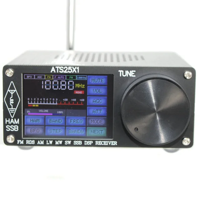 ATS25X1 ATS-25 Si4732全帯域ラジオ受信機fm lw (mw sw) ssb + 2.4インチ液晶 + ホイップアンテナ +  バッテリー + usbケーブル + スピーカー