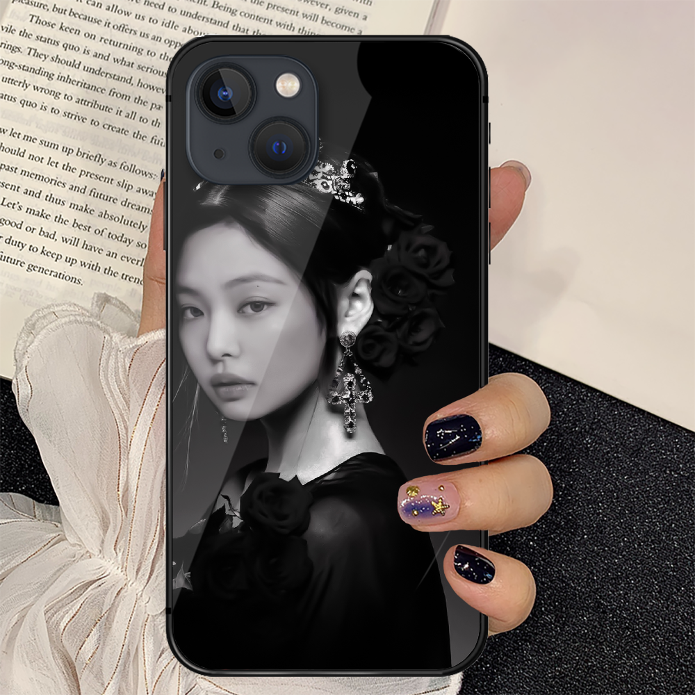 Чехол для телефона Jennie Kim Kpop из закаленного стекла в Корейском стиле  для Iphone 7 8 11 12 13 14 Pro Max Plus Mini 6s X XS XR SE, черный |  AliExpress