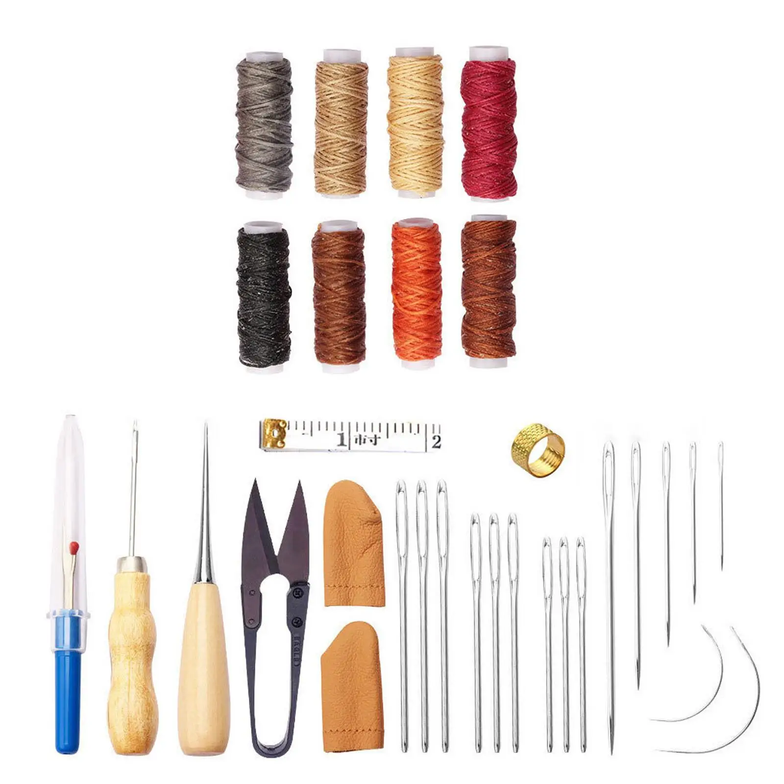 32x Leather Tools Kit Large Eye Stitching Needles Leathercraft Accessories DIY Leather Hand Stitching Leather Working Tools