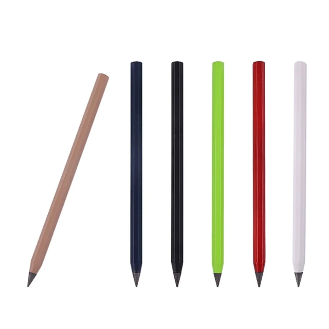 2 Pieces Metal Inkless Pen Inkless Erasable Pencil Metallic Pencil Aluminum  Penc