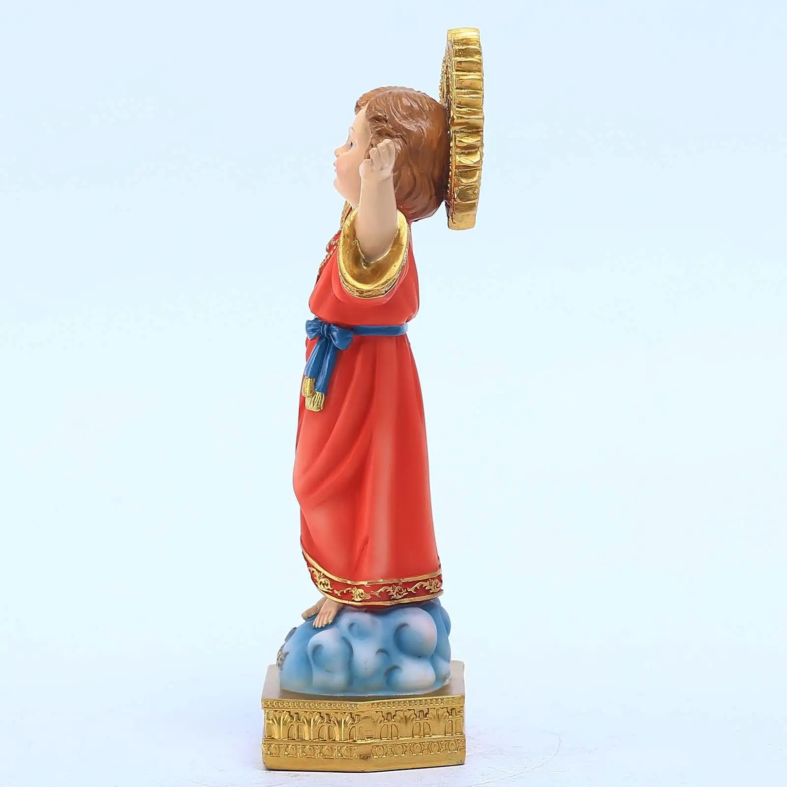 Resin Holy Child Jesus Raise Hand Statue Sculpture Church Ornament Religious Decor for Church Desktop Living Room Office Decor