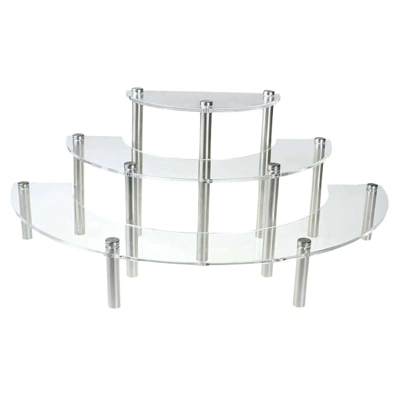 Acrylic Half Moon Shelf Cupcake Dessert Display Stand Shelves, Tabletop Collectible Product Showcase Risers