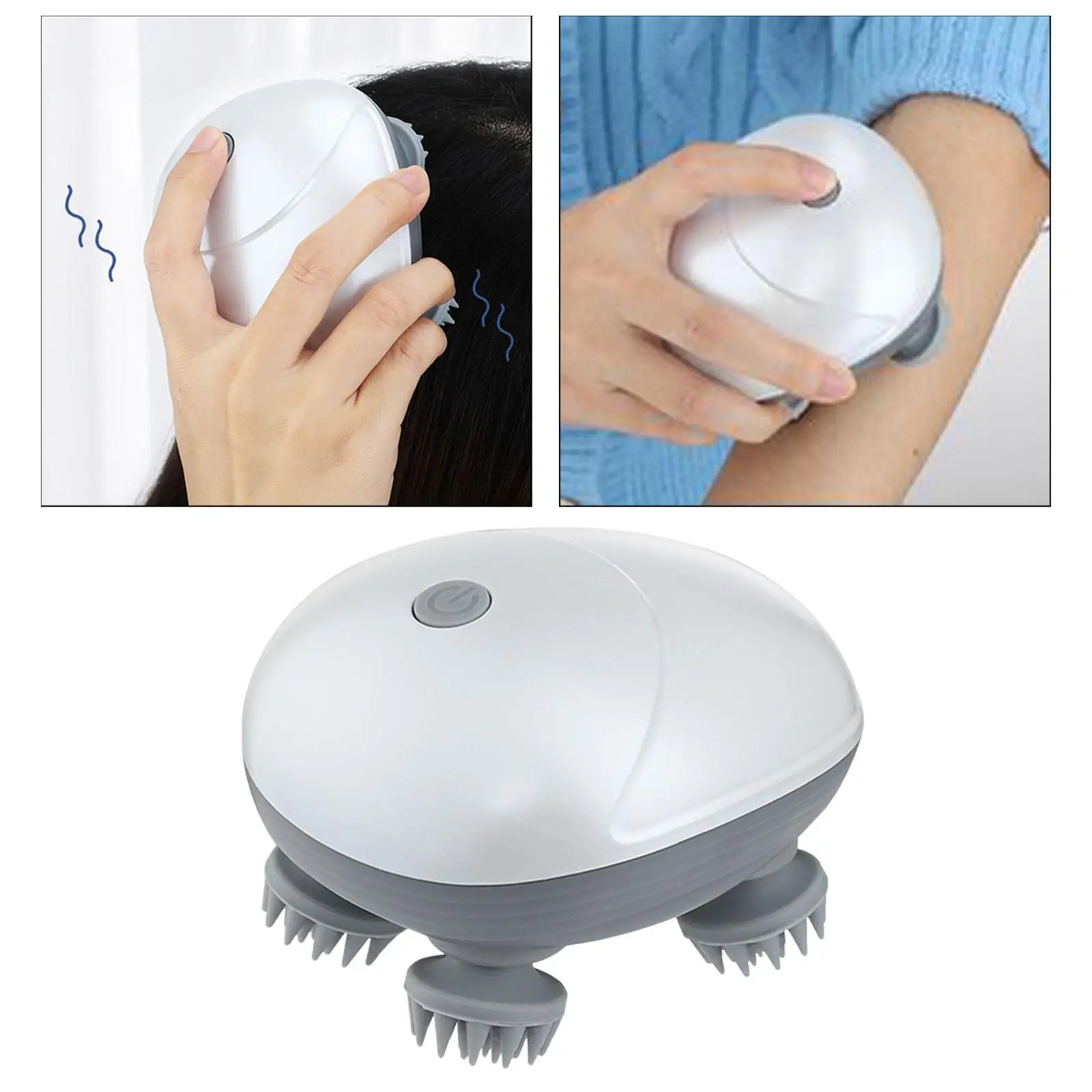 Cordless Handheld Head Massager Rechargeable Neck Shoulder Back Waist Body Massage IPX7 Waterproof with 4 Heads Deep Clean