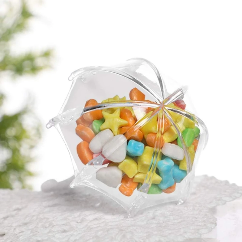 12 Stück Mini-Süßigkeitsbehälter aus Kunststoff in Regenschirmform für Hochzeit, Geburtstag, Party, Gastgeschenke, Babyparty, Dekoration, Geschenk, Süßigkeitenboxen – Detail 2