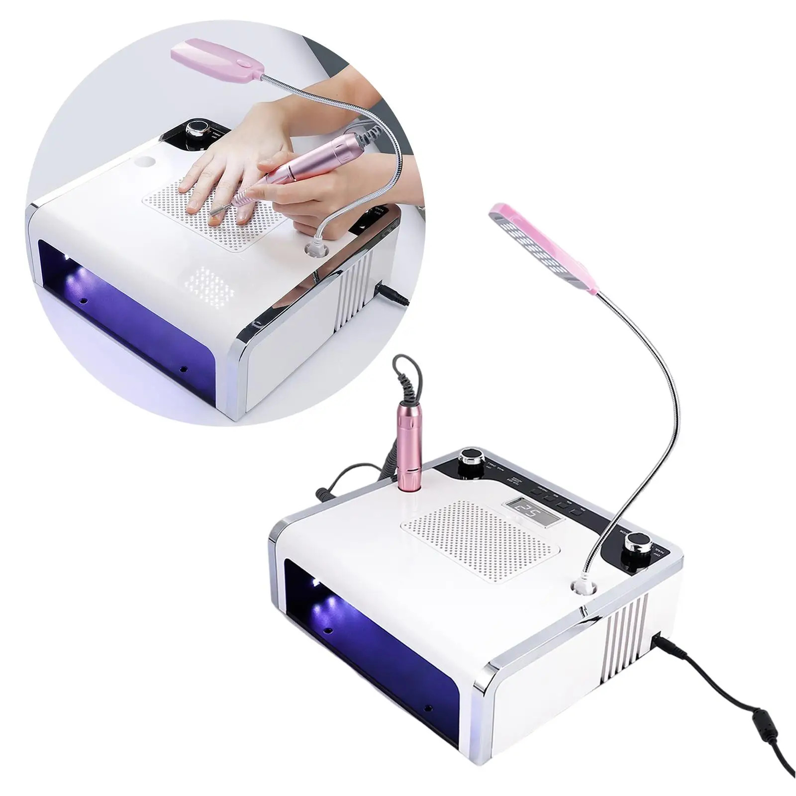 4-In-1 Manicure Machine Professional Electric Nail Drill Machine for Nails Polishing Drying Remove Nail Gel Suction Home Salon