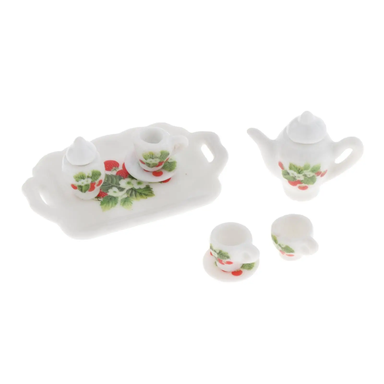 8x 1/12 Dollhouse Porcelain Tea Service Tableware Cooking Game Ornaments