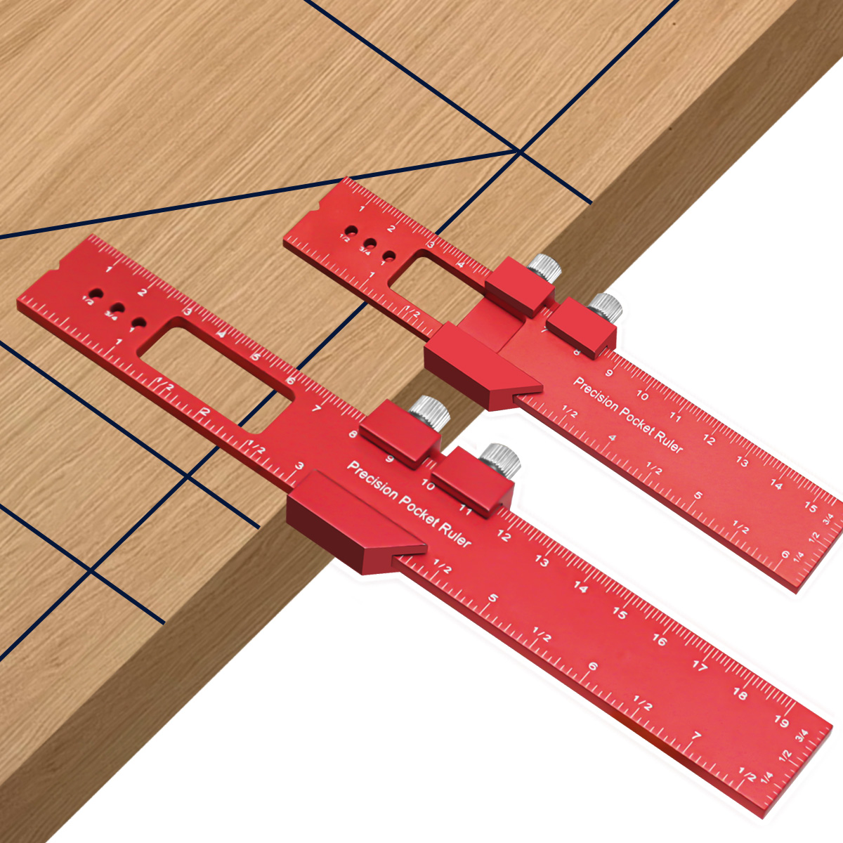 Holz bearbeitungs lineal Präzisions taschen regel-6/8/12 Zoll Aluminium Metall Gleit stopp Markierung lineal metrische Zoll Messwerk zeuge – Detail 2