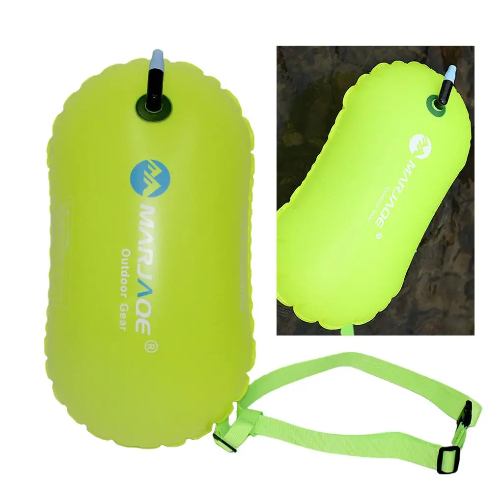 Swim Buoy Tow Float Inflated Device w/ Waist Belt for Open Water Swimming