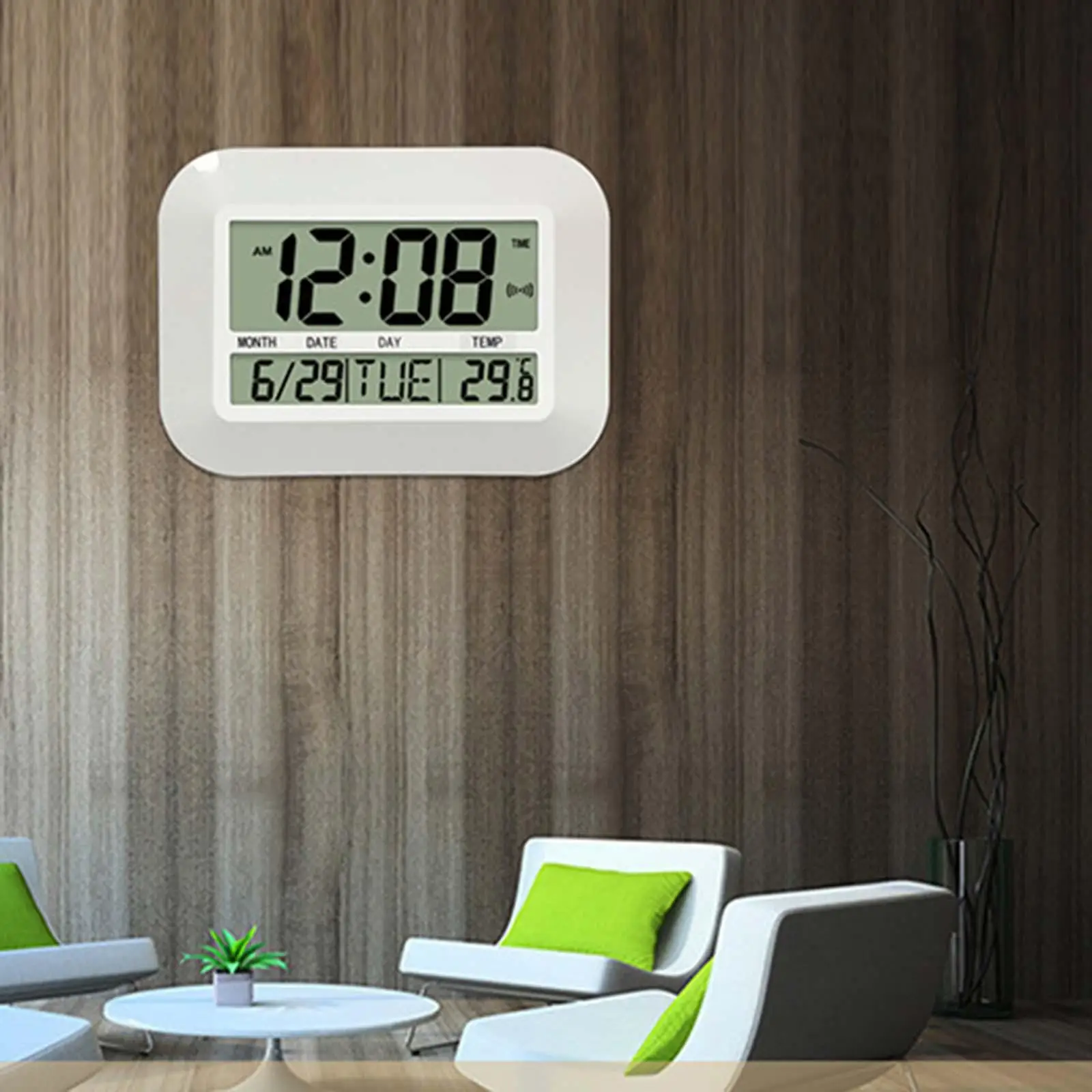 Large Digital Wall Clock with Day/Date/Temperature Calendar Count up Down Timer Silent for Bedside Indoor Home School Bedroom