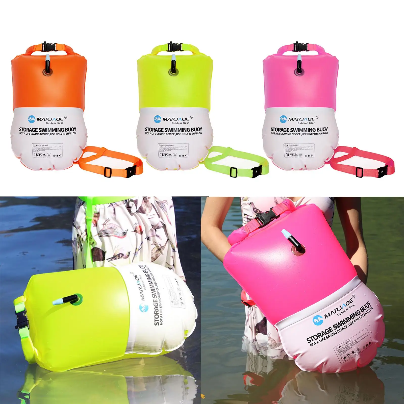 Visible PVC Swim Buoy Safety Swimming Float Dry Bag for Open Water Swimmers