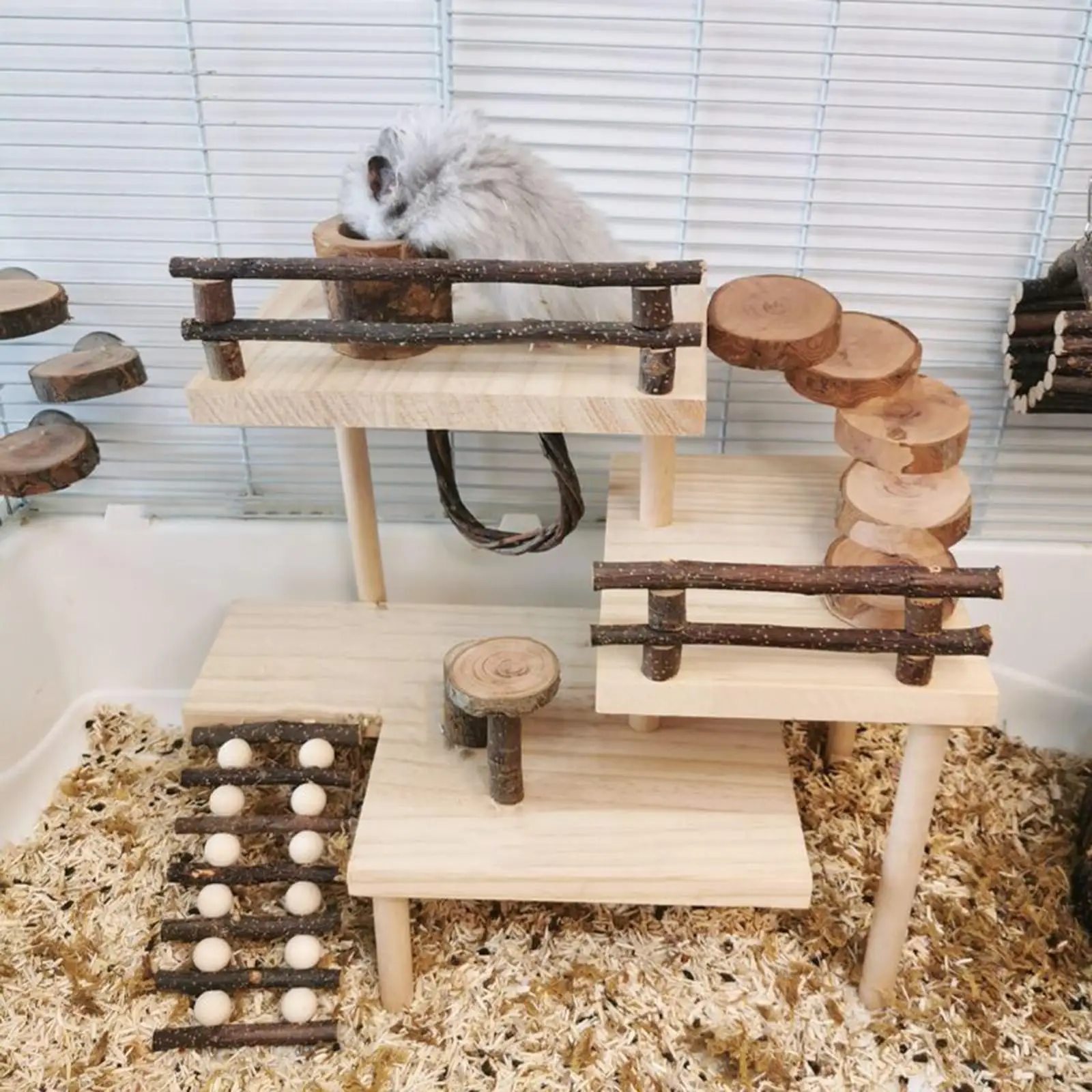 Hamster Toy Wooden Platform for Pets Activity Set Cage Accessories Exercise