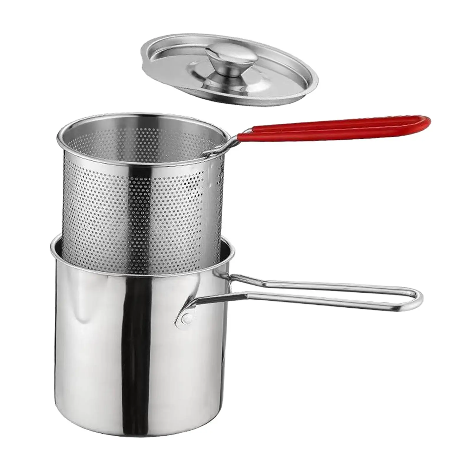 Deep Frying Pot Universal Milk Pot Cookware with Strainer Basket Frying Basket for Party Frying Cooking Kitchen Dining Room