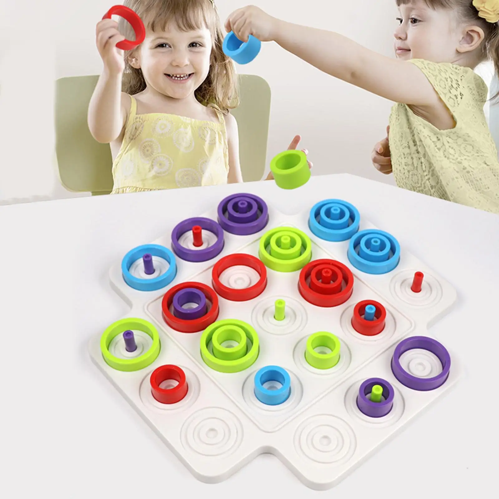 Children Rings Chess  Montessori Logical Thinking Training Board Games Educational Party Parent-Child Interaction 