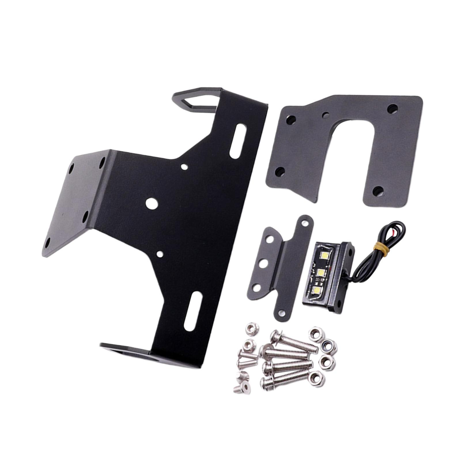 License Plate Frame Kit with LED Light Black Modified Lighting License Frame Number License Holder Fit for Kawasaki Z900 17-21