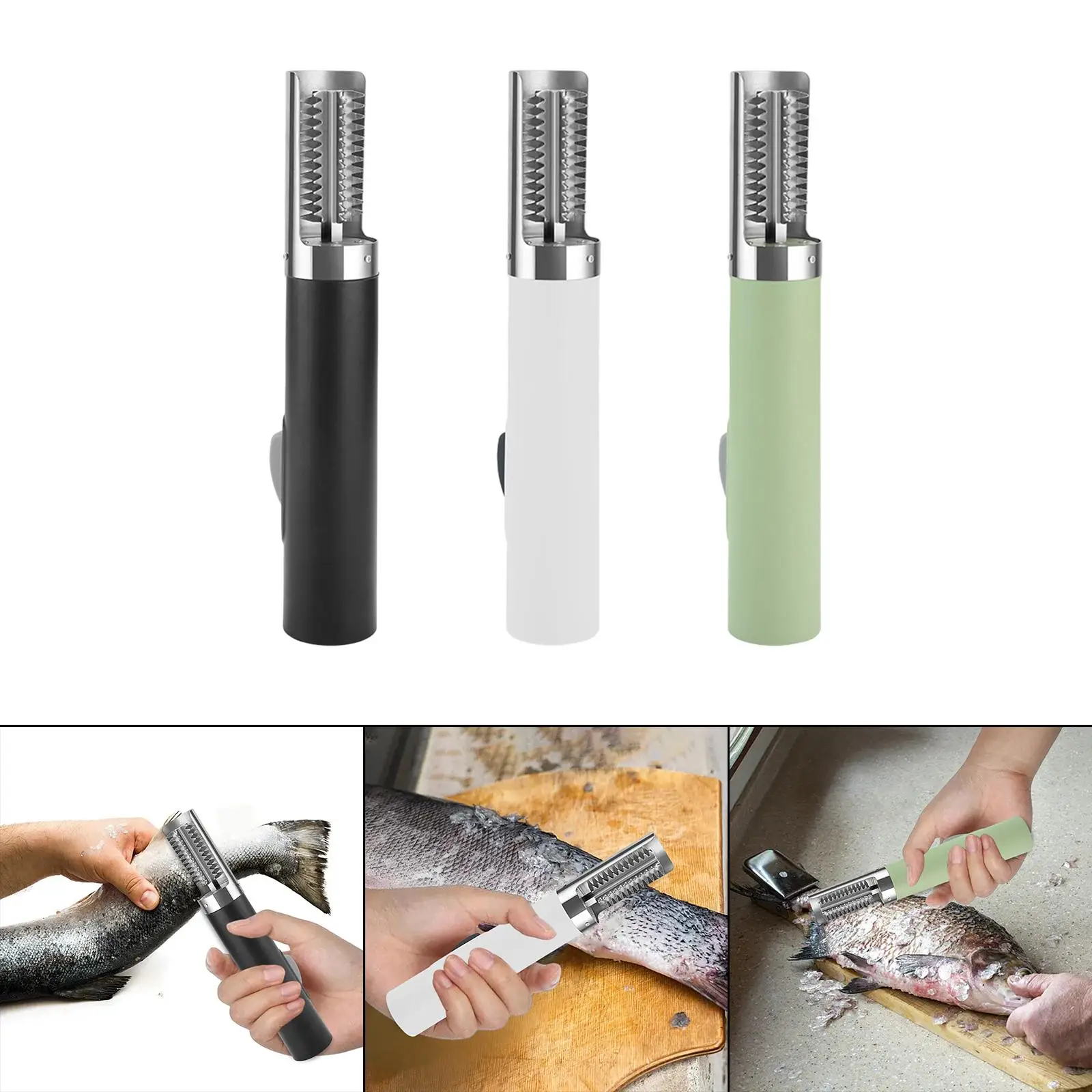 Electric Fish Scaler without Fuss or Mess Fish Scale Stainless Steel Easy Grip Roller Cutter Scraper Remover for Home Cooks Chef