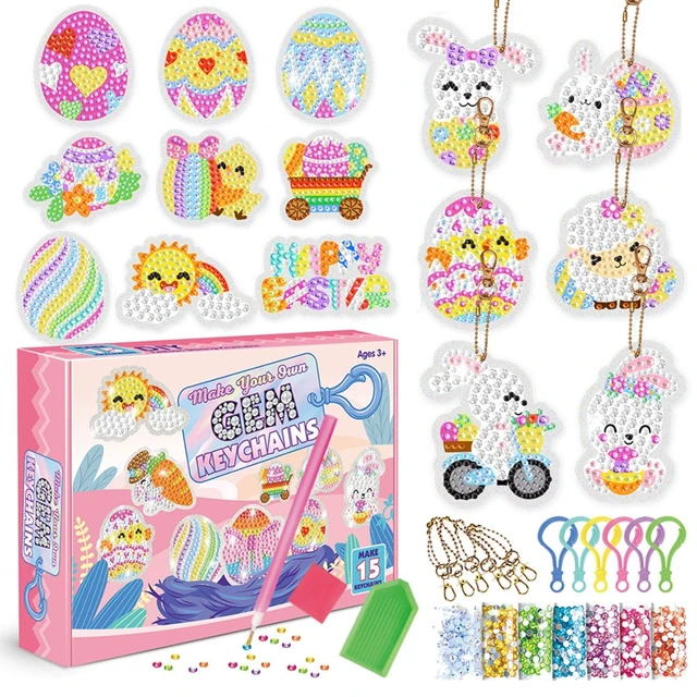 Arts and Crafts for Kids Ages 8-12 15pcs DIY Easter Gem Keychains 5D  Diamond Painting Art Kits Gifts for Girls - AliExpress