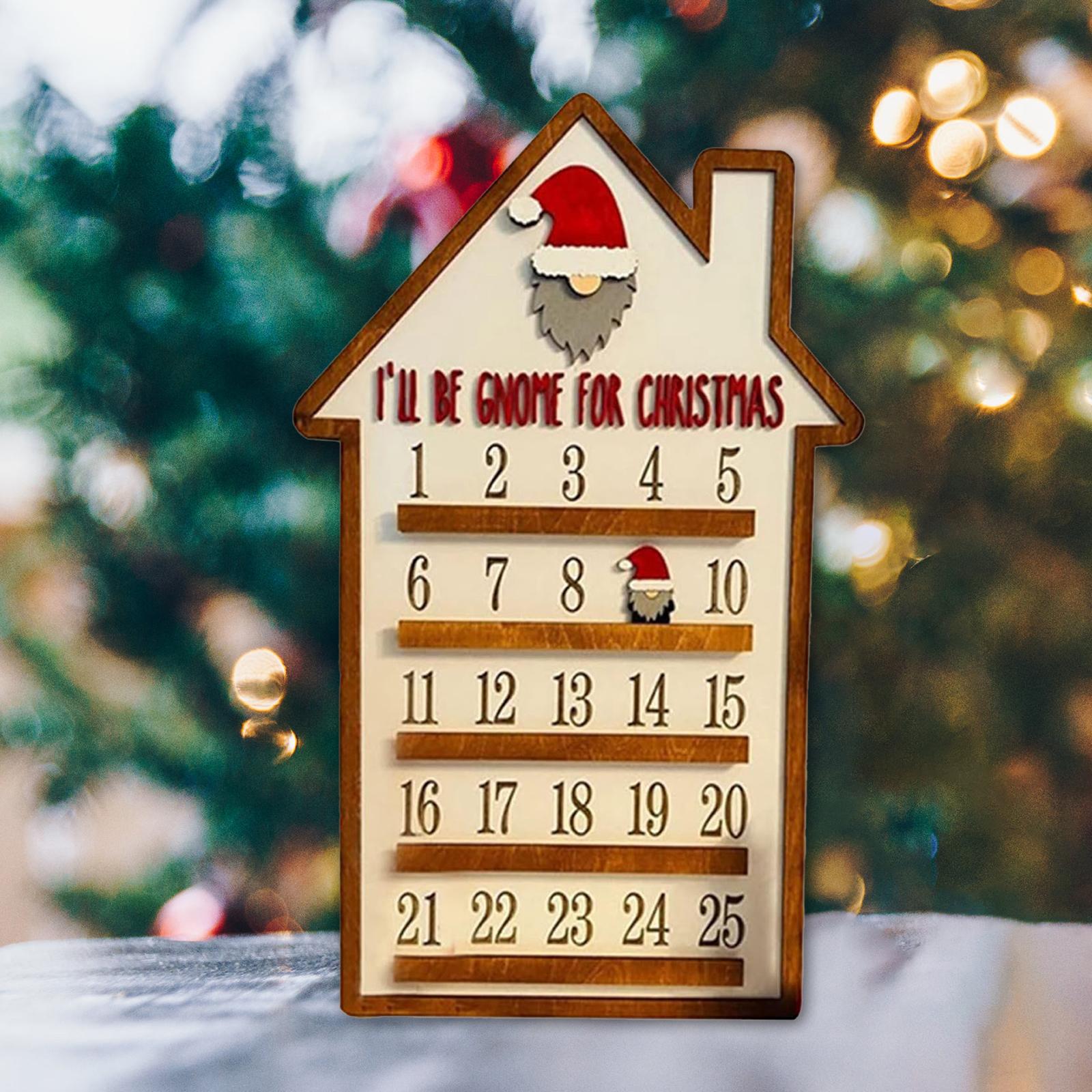 Christmas Advent Calendars Countdown 25 Days Wooden Crafts Holiday Decoration for Office Holiday Home Living Room Holdiday Gifts