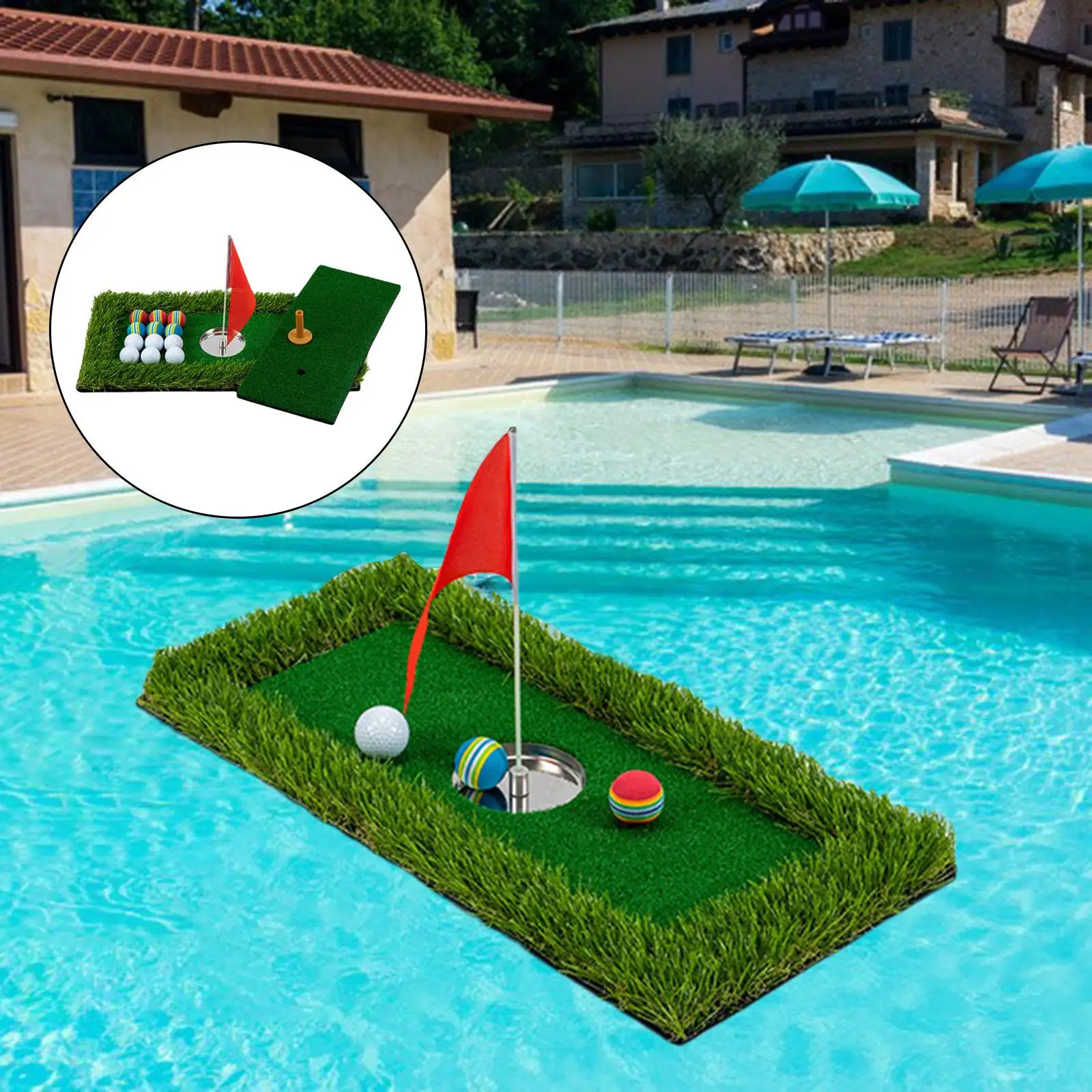 Floating , Golf Putting Mats Training Accessories for Outdoor Backyard Pool  for Men Golfers 60x30x4cm