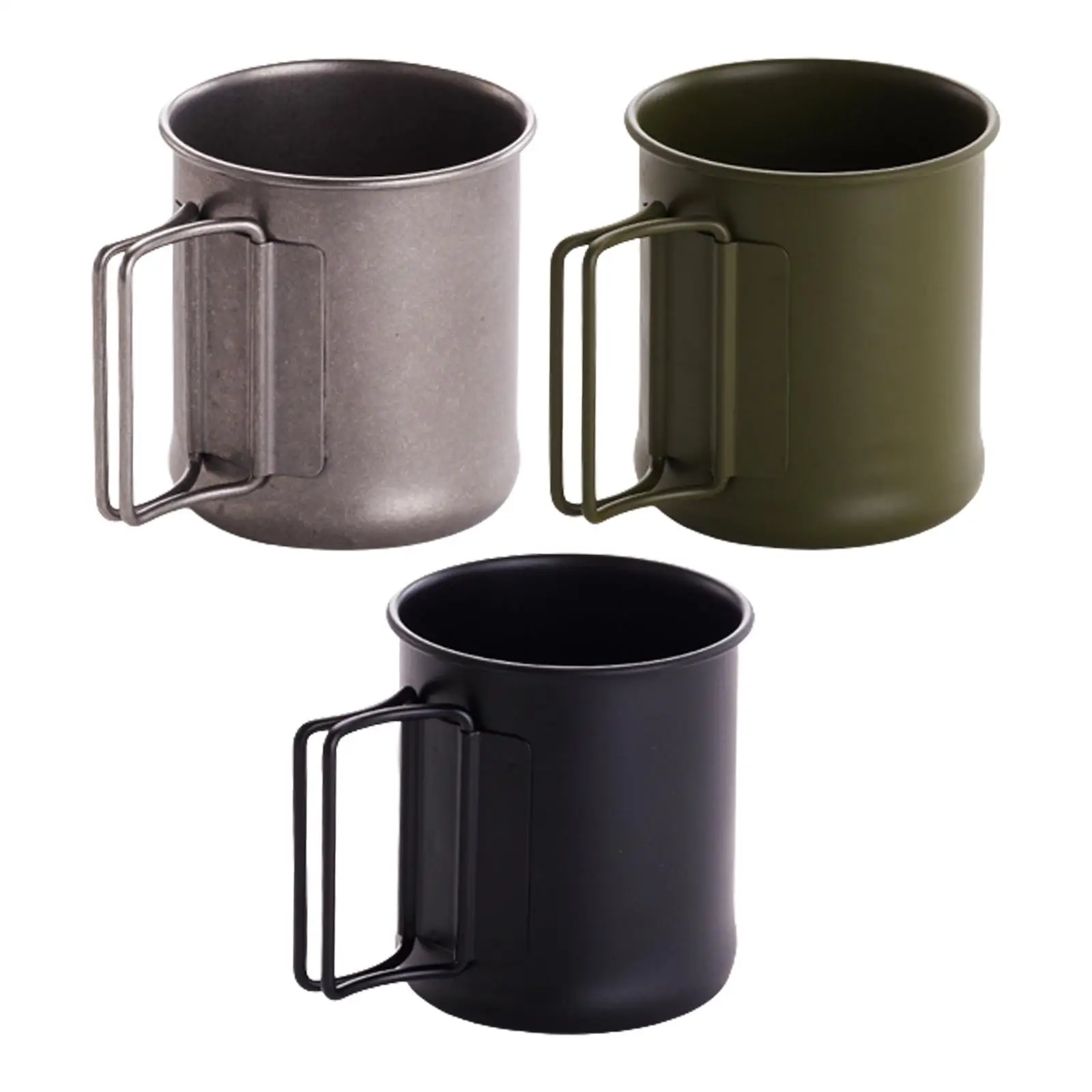 Stainless Steel Camping Mug, 1ml Water Cup with Foldable Handles for Outdoor