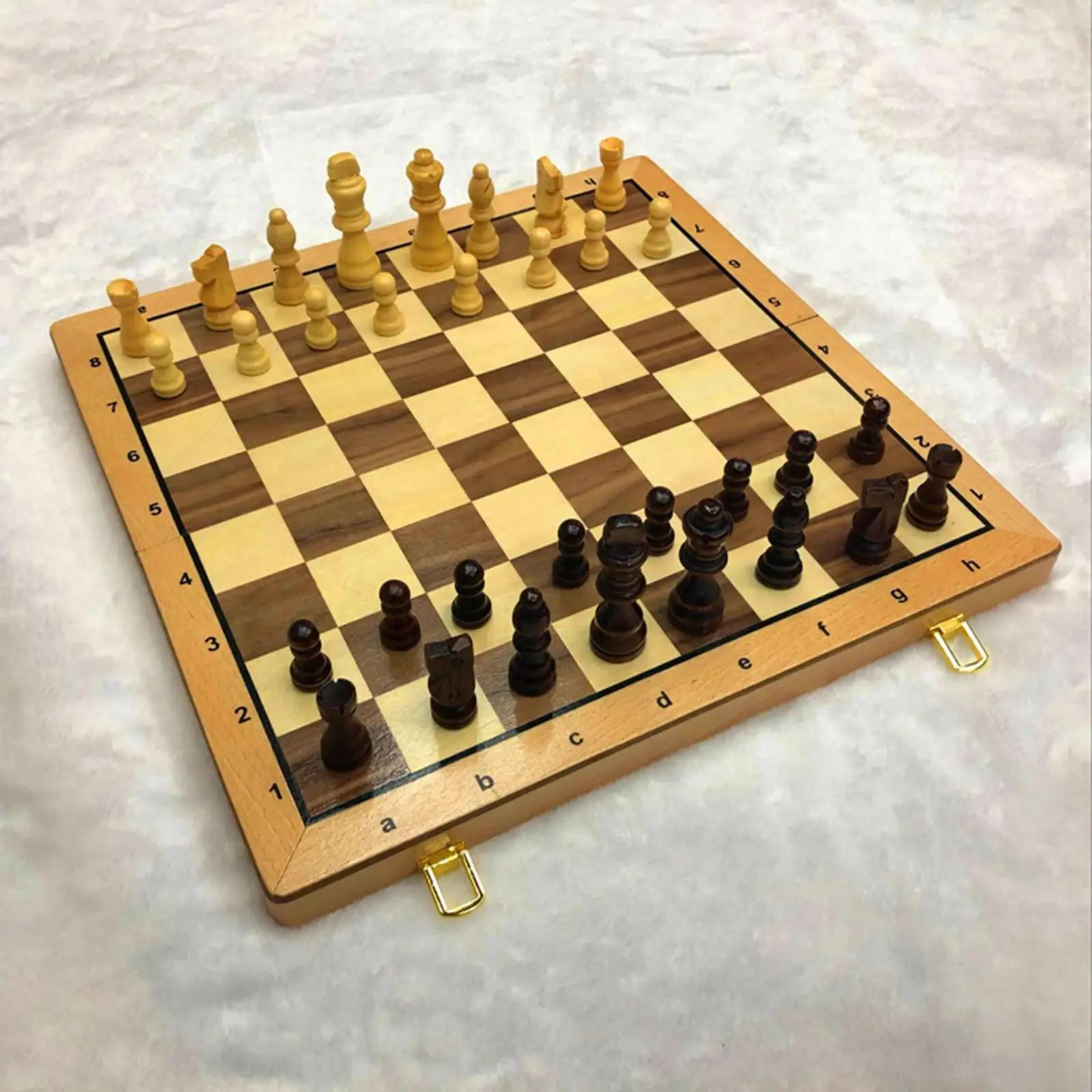 15 Inches Wooden Chess Set - Folding Board, Handmade Portable Travel Chess Board  with Game Pieces  Beginner Chess Set for Kids