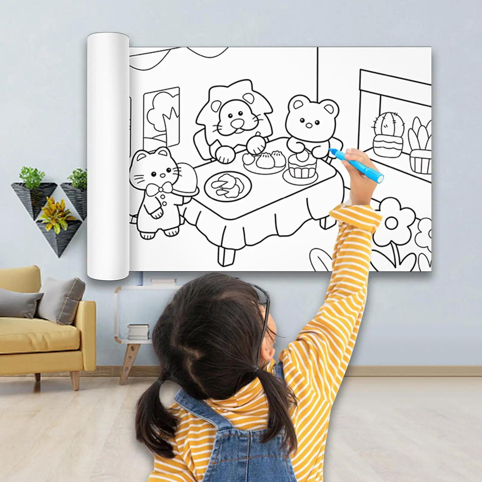 Large Children Colouring Roll Coloring Poster Painting Art Supplies Children