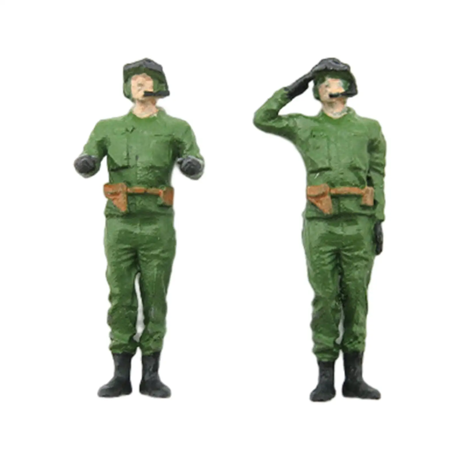 2Pcs 1/72 Scale Miniature Figure Action Figures Soldiers Toys for Architecture Model Dollhouse Accessories Miniature Scenes