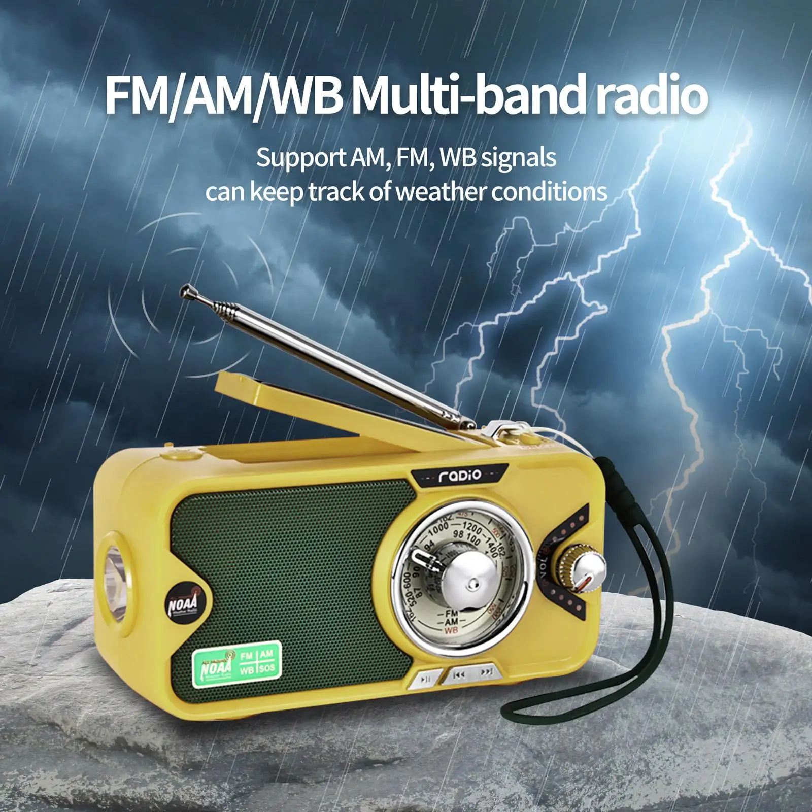 Emergency Radio Solar Charging with AM FM Reading Lamp Rechargeable Bluetooth 5.0 Bluetooth Speaker for Outdoor Activities