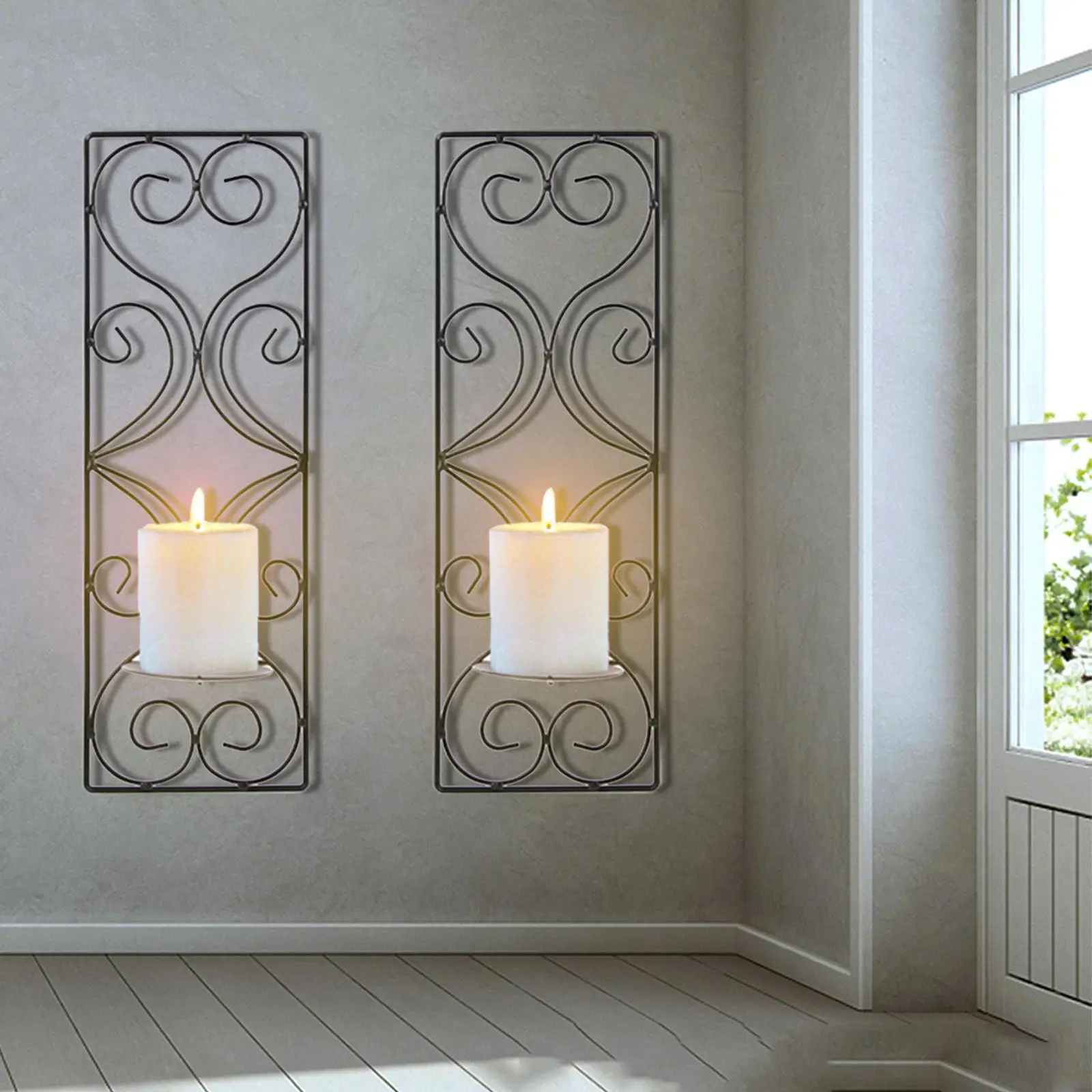 2 Pieces Retro Style Sconce Candle Mounted Shelving Hanging Wall for Living Room Halloween Bedroom Porch