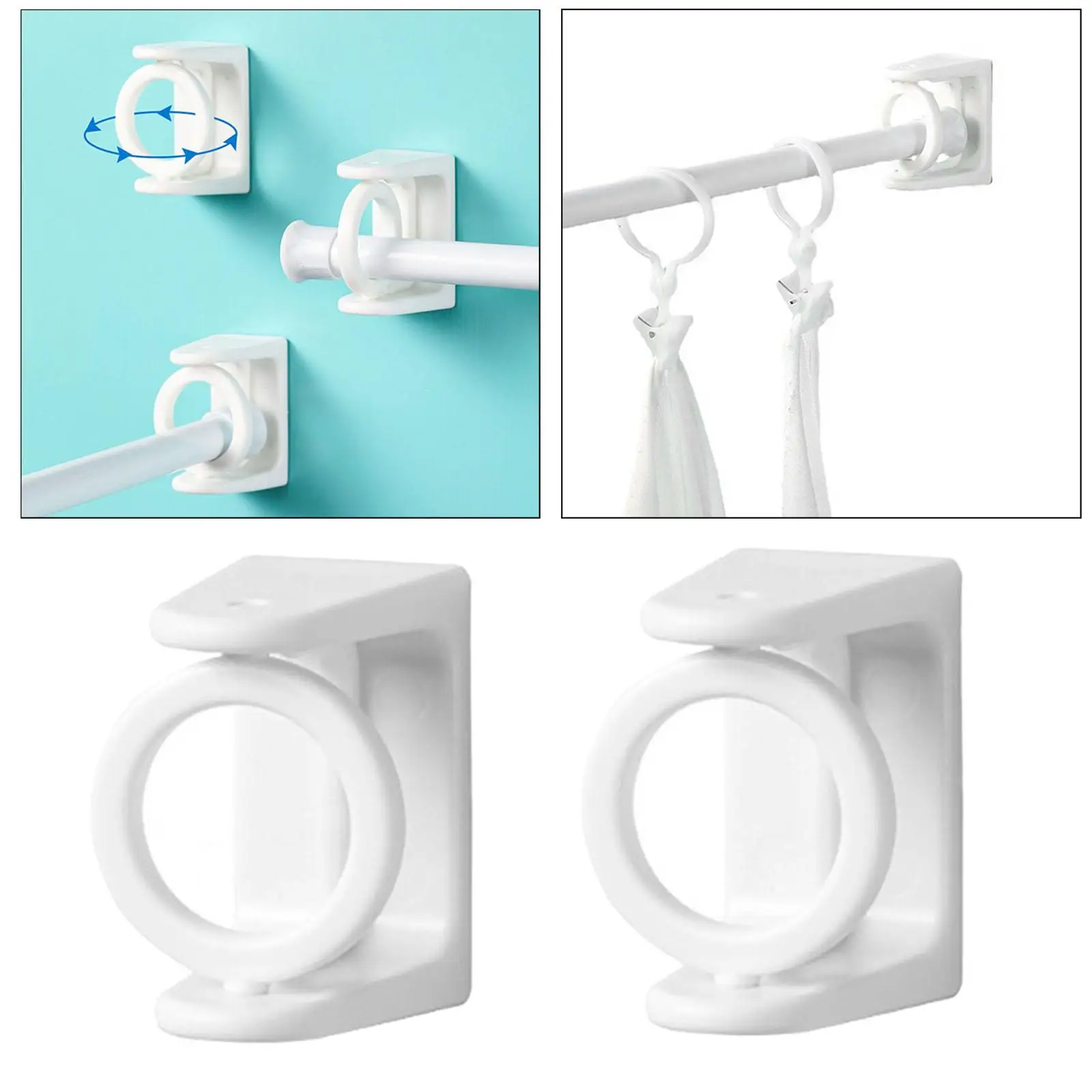 Curtain Rod Brackets Holder Hook Self Adhesive  for Hotel Use Bedroom Toilet