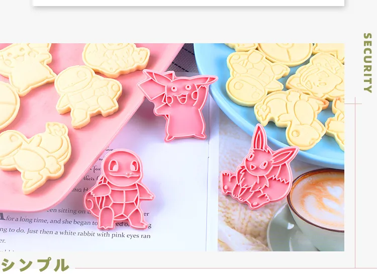 6 Teile/satz Pokemon Cookie Form 3d Cartoon Anime Figur Pikachu Charmander Squirtle Bulbasaur DIY Backform Party Zubehör – Detail 3
