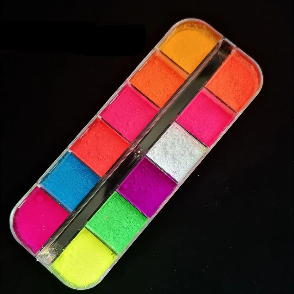 Best of Matte Neon Eyeshadow Palette 12 Colors Fluorescent Acrylic Dust Pigment Makeup Palette Glitter Eyeshadow Palette Nail Art Powder Reviews & Tips - Image 6