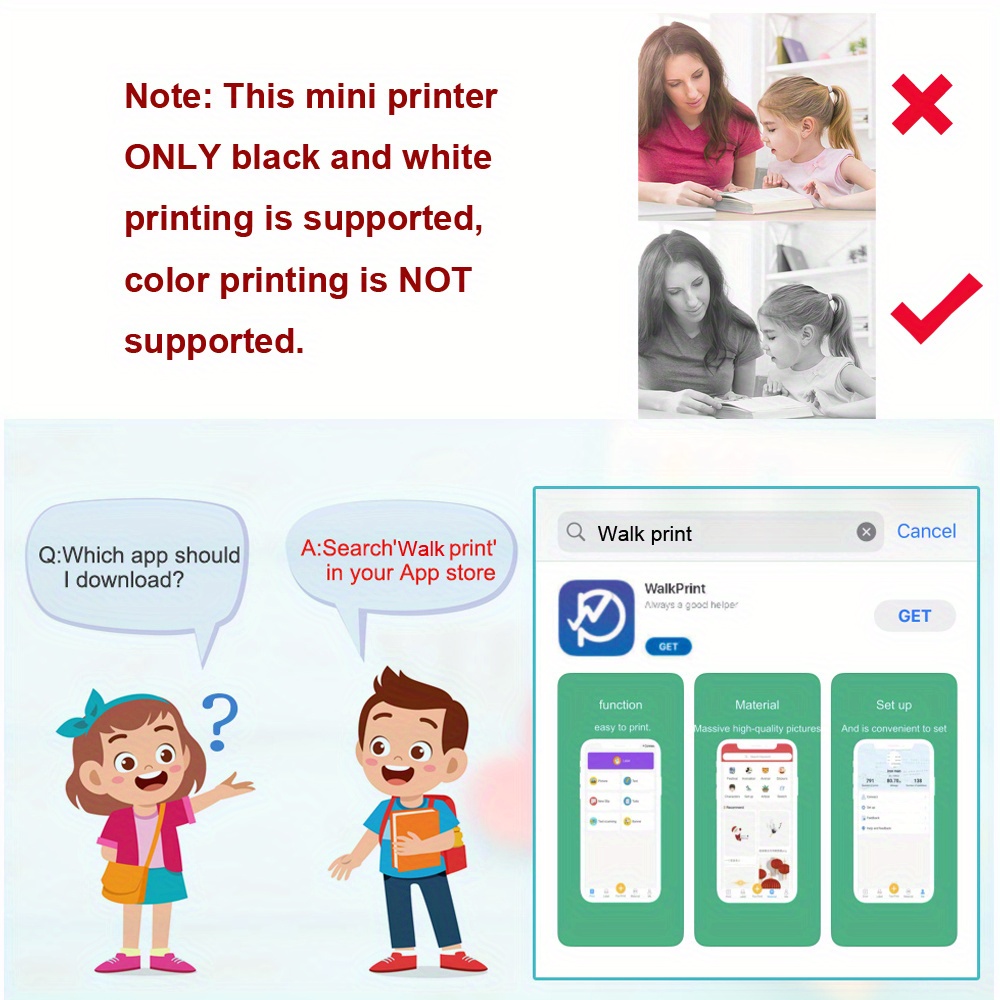 Title 2, Mini Photo Printer For IPhone/Android,1000mAh P...