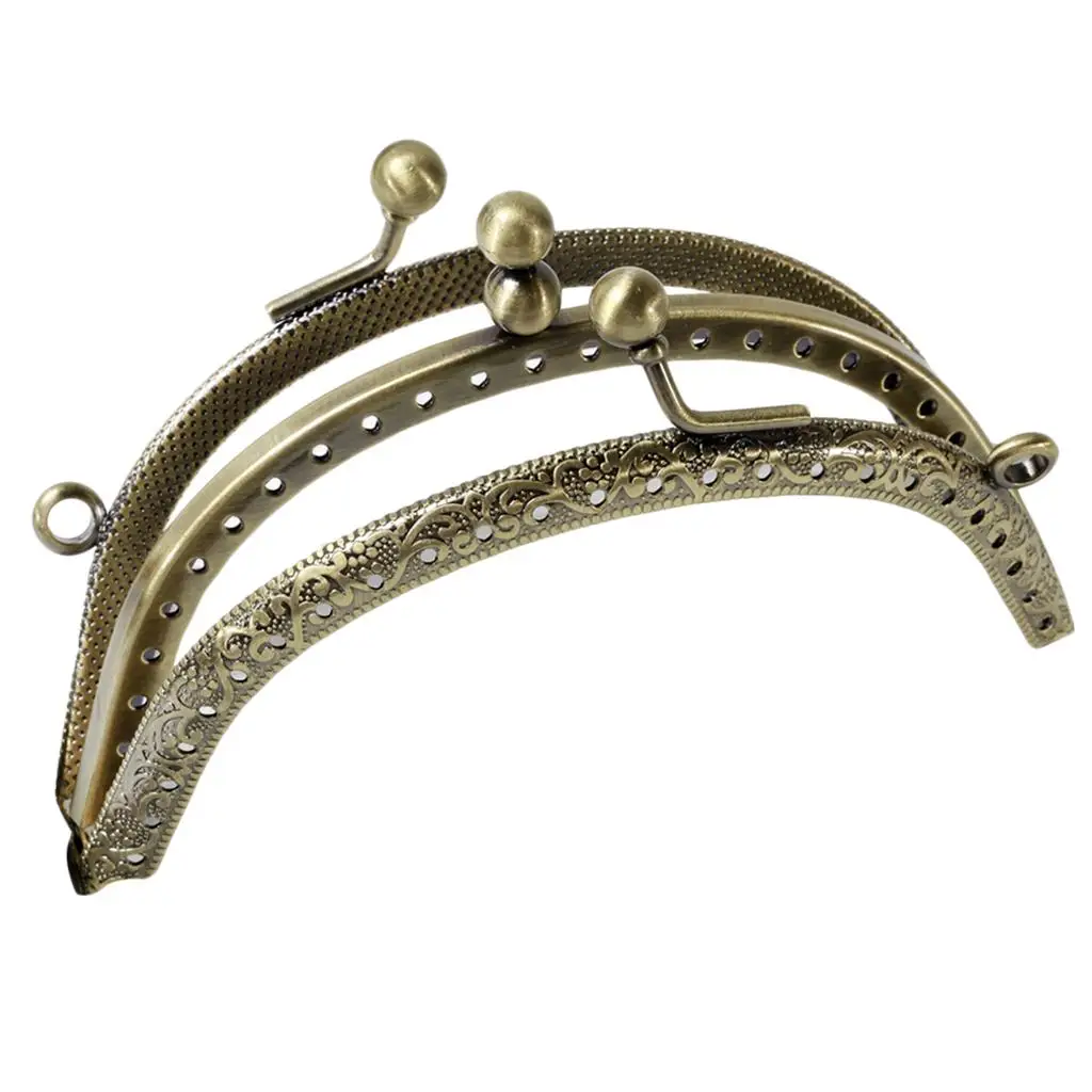 Sew in Purse Bag Frame Clasp Handle Metal Beads Clasp Lock for DIY Clutch Bag Handbag and Purse Making