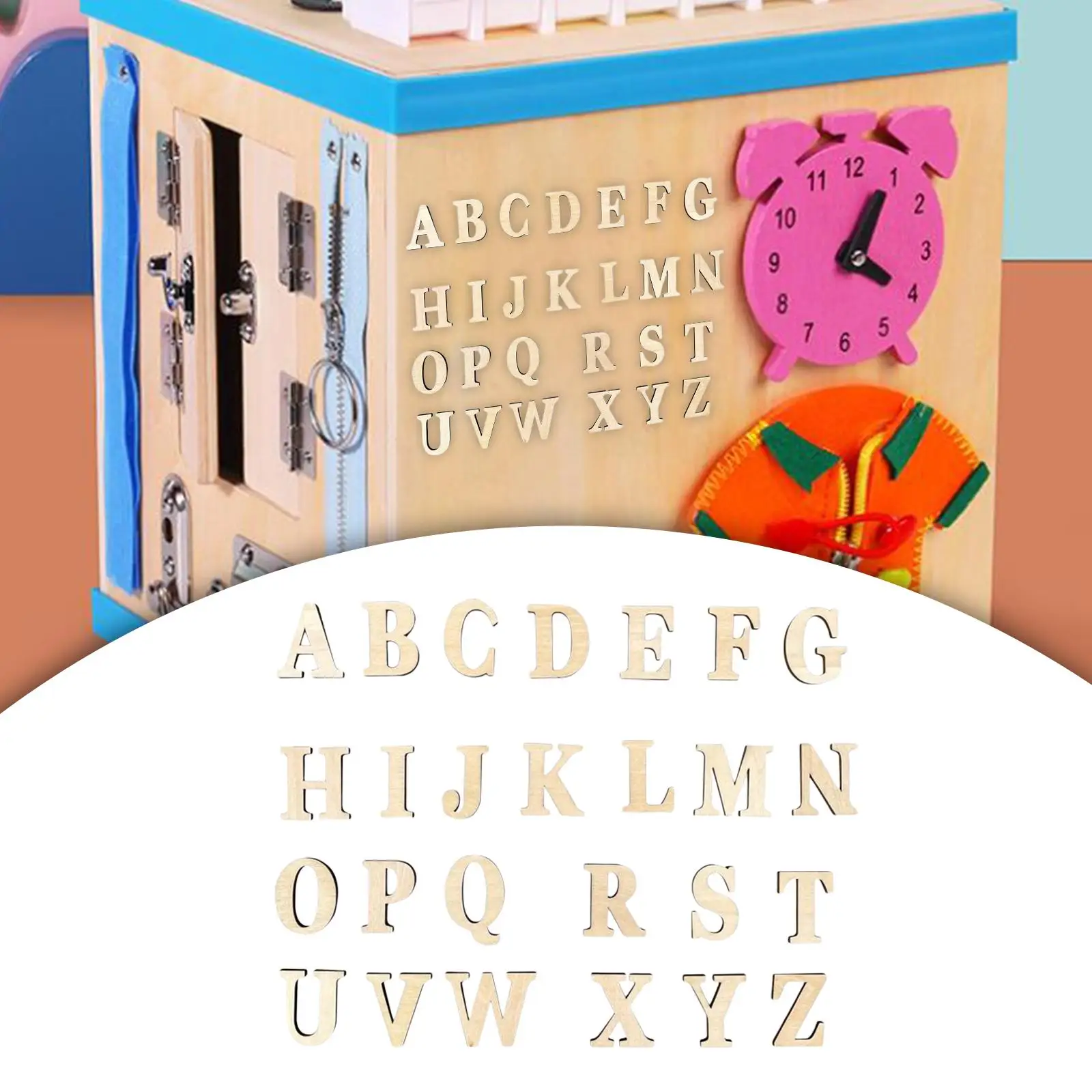 Montessori Wooden Alphabet Busy Board DIY Accessories Material Spelling and Counting Letters 26Pcs Abc Letters for Boy and Girl