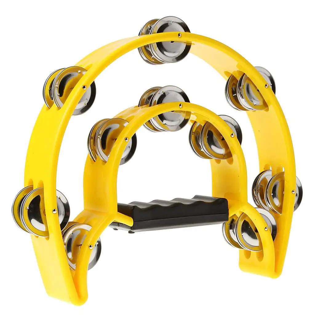 Music Instrument Tambourine Double Row Metal Jingles Handheld Shake Percussion Baby Kids KTY Play Toy