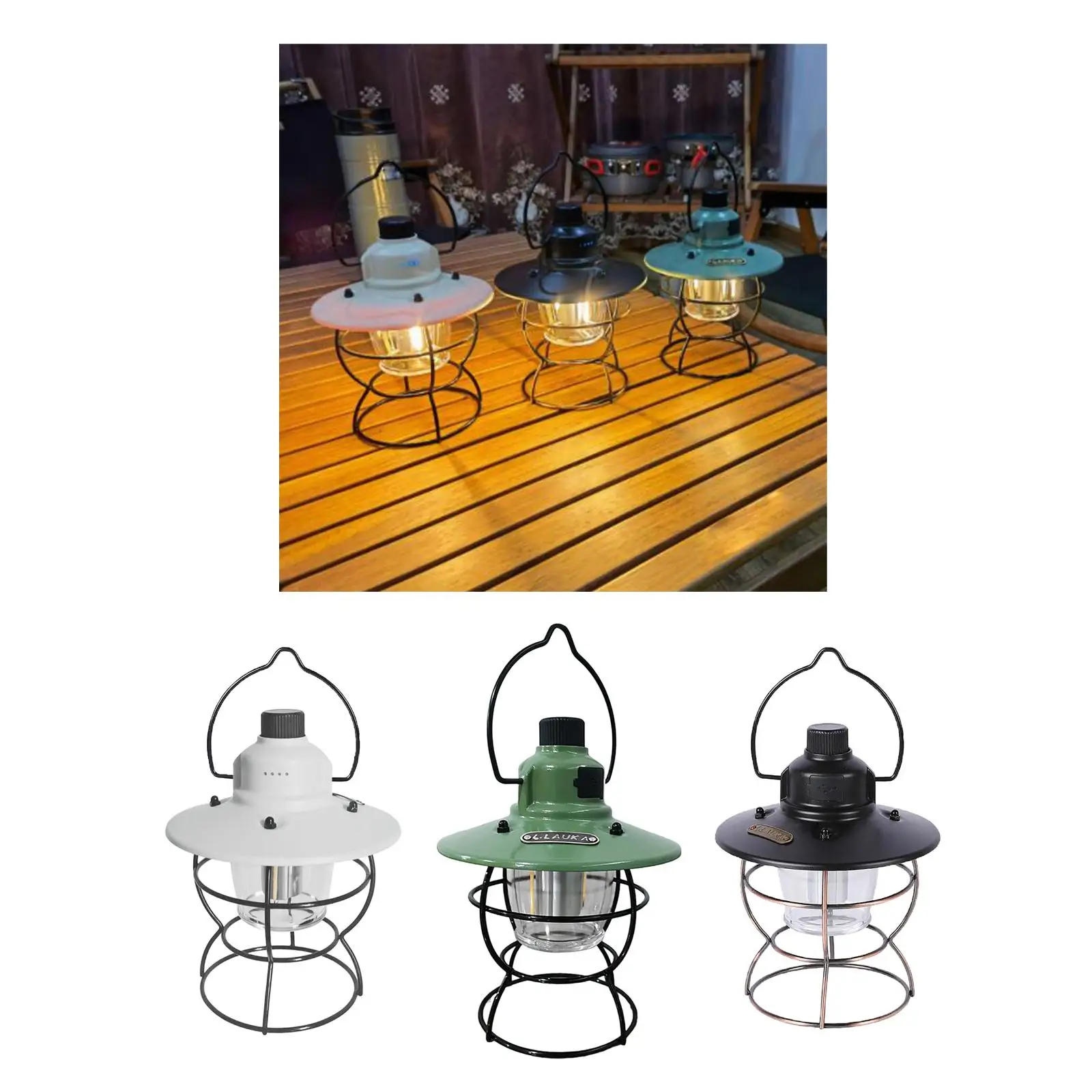 1 Piece Camping Lamp USB Rechargeable Portable   Metal 3 Modes Accessories Tent for Pathway Camping Patio Yard Garden