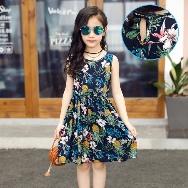 Vestido da menina verão roupas de bebê estudante moda vestidos 8 vestido  casual crianças 2 7 9 10 11 12 anos colete floral a linha vestido chiffon -  AliExpress