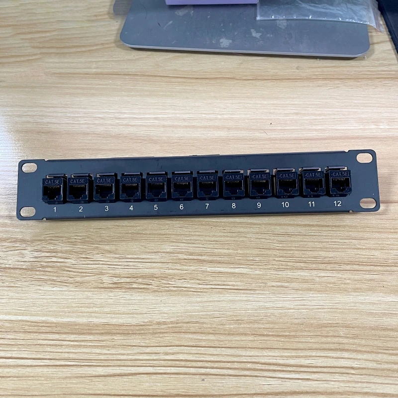 12-Port CAT5e Shielded Patch Panel RJ45 10G Ready Metal Housing Color-Coded Labeling for T568A and T568B Wiring,Black 24BB