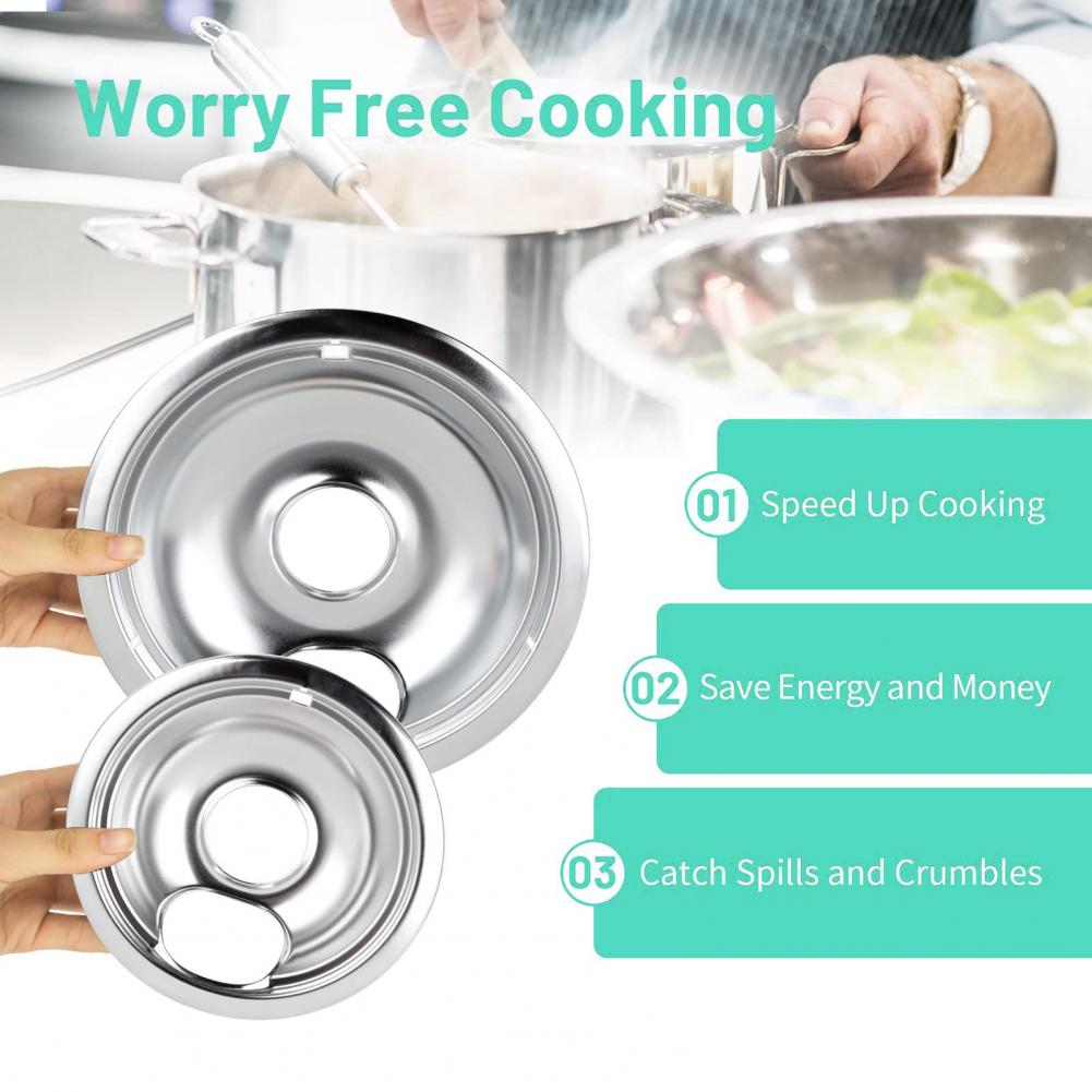 Title 3, 4Pcs 6/8-Inch Cooktop Drip Pan Round Electric S...