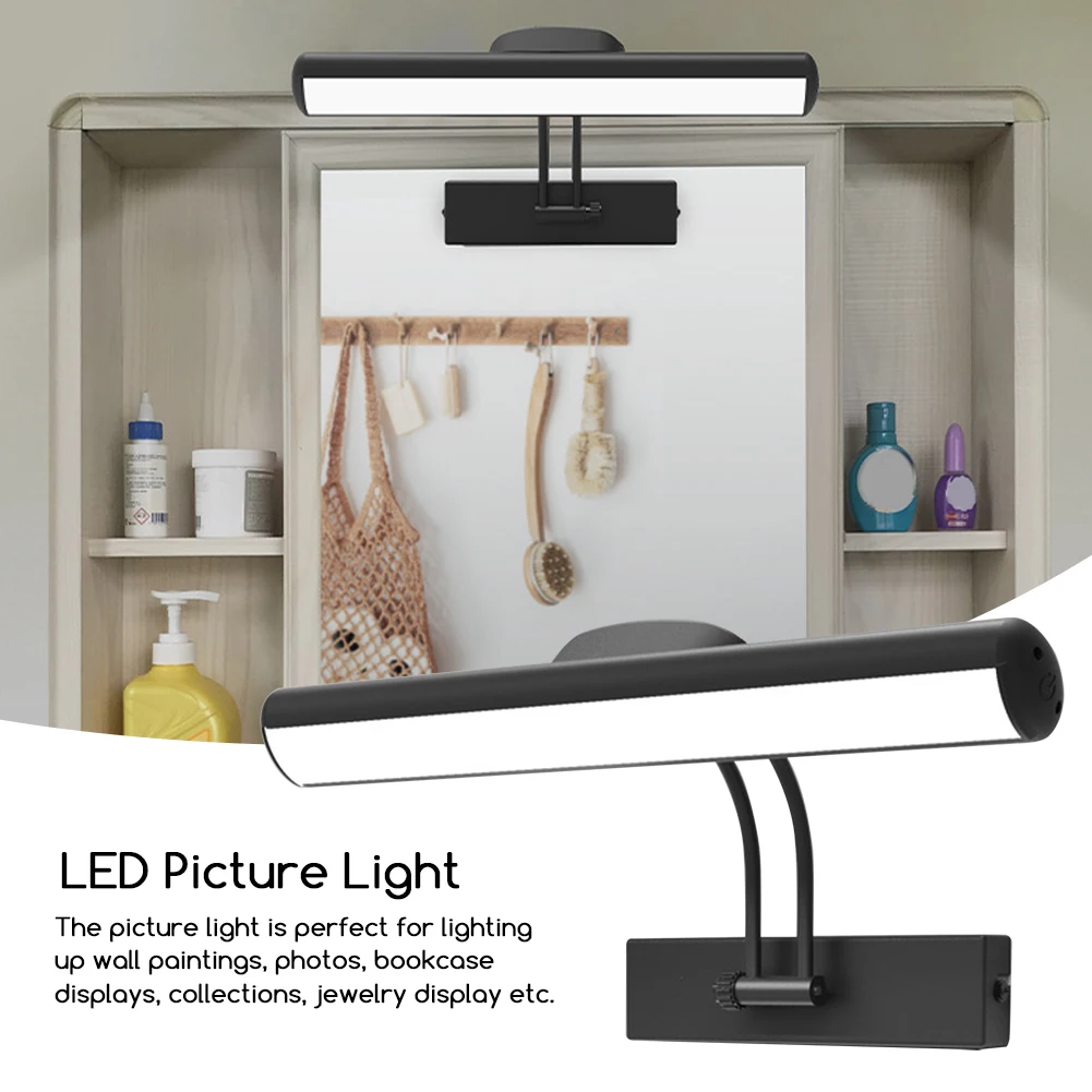 LED Picture Light Adjustable Color Angle Brightness Highlight Painting Frame Art Lights With Remote Wireless USB Rechargeable wall mounted lamp