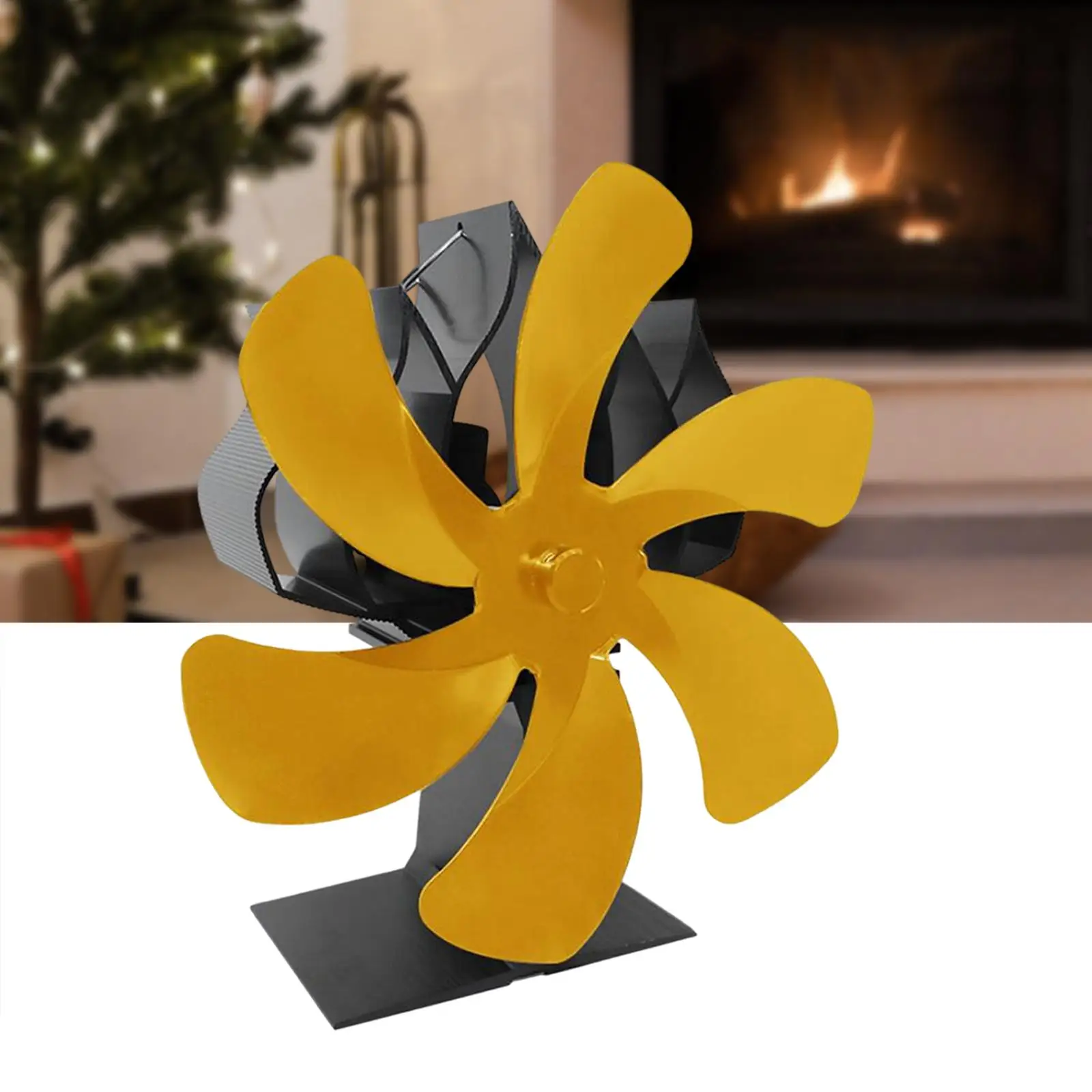6 Vanes Hot Powered Fan Mute Efficient Hot Transfer Circulating Warm Air Household Fireplace Fan for Stoves Living Room