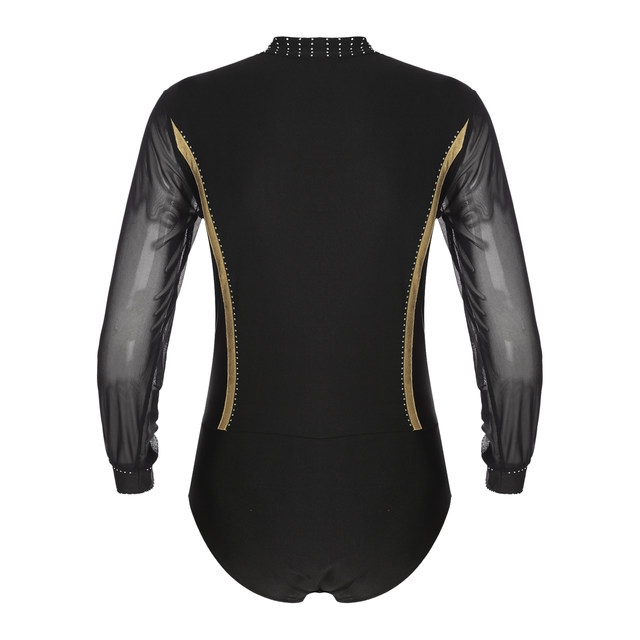 Justaucorps Danse Homme Jowowha - Maille Strass, Col V - Pour Salsa, Samba, Patinage