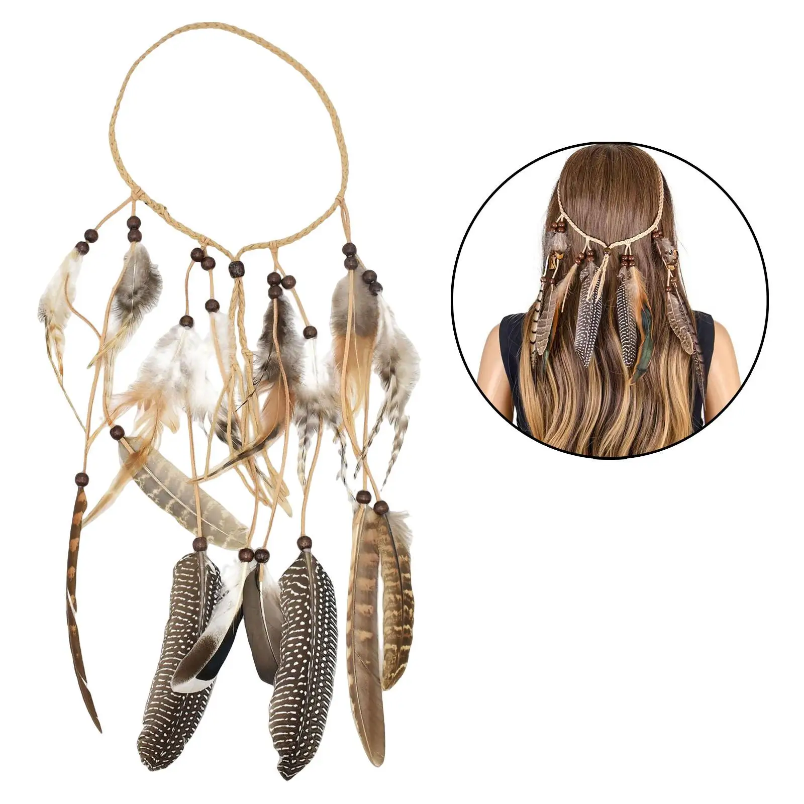Boho Indian Feather Headband Hair Accessories Hairband for Photo Props Party Festival