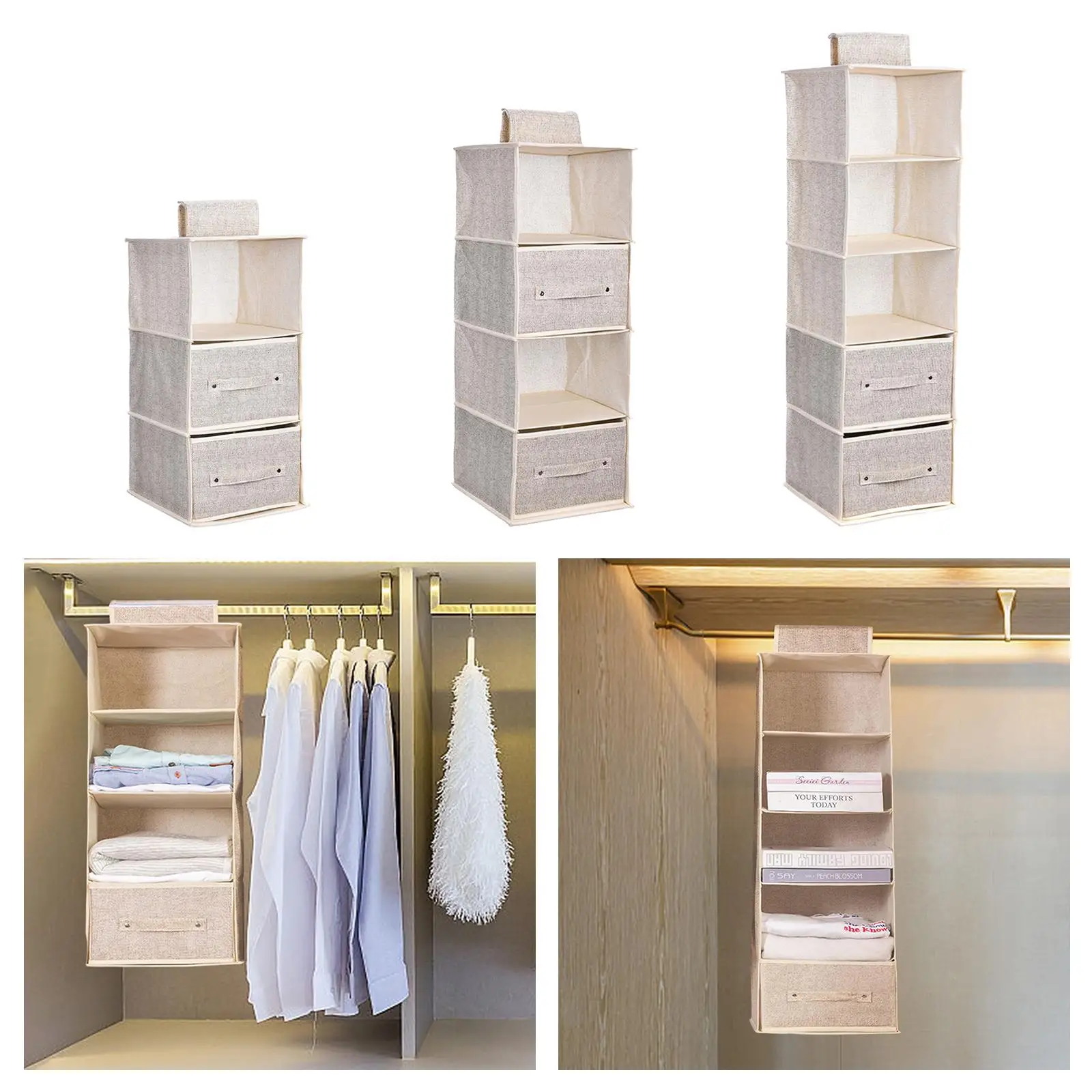 Hanging Closet Organizer with Drawers Waterproof Dorm Clothes Storage Shelves Unit for Small Items Pants Underwear Handbags Hats