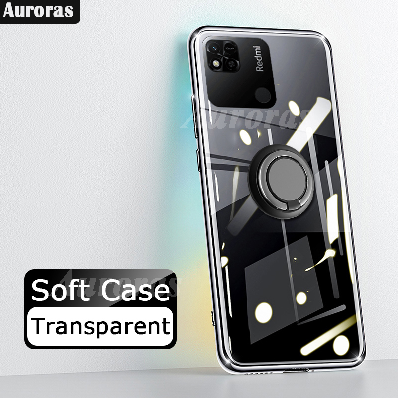 Auroras For Redmi 10A Case Anti-fall Clear Case Shockproof With Ring Soft Cover For Redmi 10C Clear Phone Case