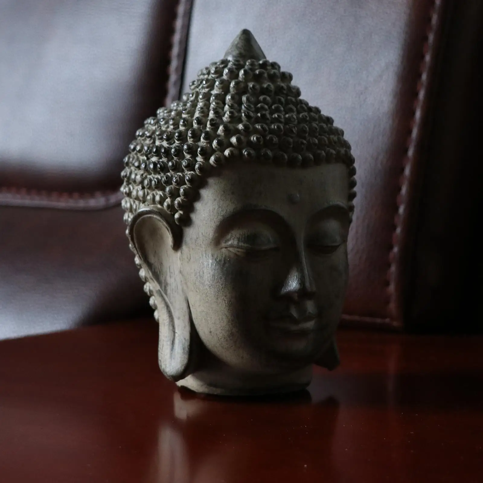 Buddha Head Statue Figurine Fengshui Home Desktop Decorative Ornament