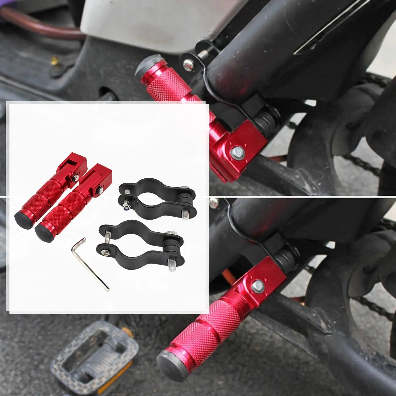 Stylish Universal Foot Pegs 90 Degree Foldable Racing Footrest Non-Skid Rear Footrest Pedals for Bicycles Motorbikes Mopeds 
