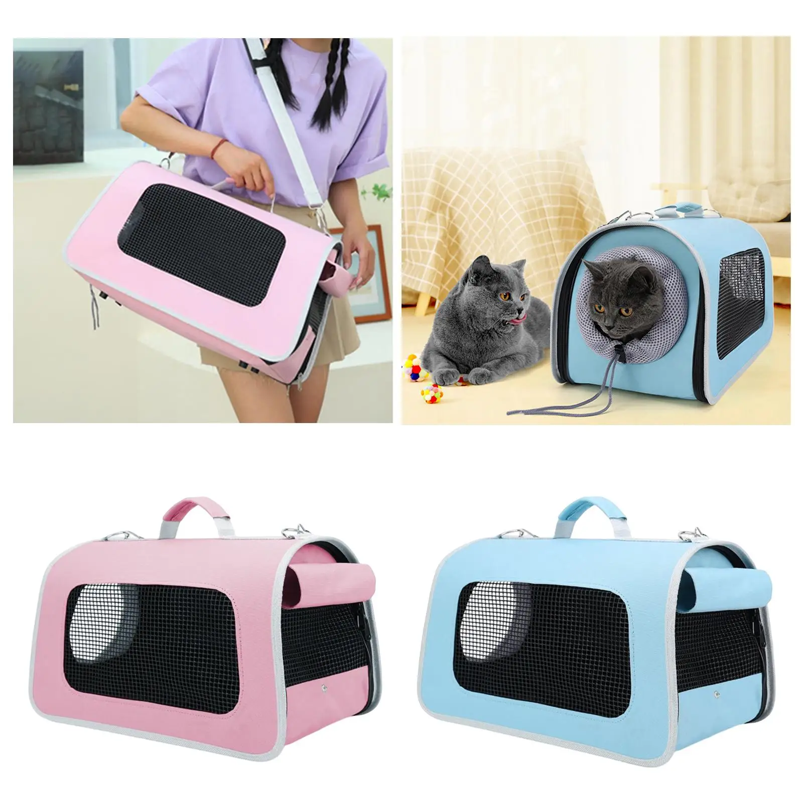 Portable Cat Carrier Pet Carrier Shoulder Bag Breathable Lightweight Carrying Pet Cage for Travelling Outdoor Puppies Cats